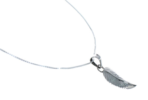 Navajo Sterling Silver Leaf Pendant 16" Box Italian Chain Necklace Set X10685